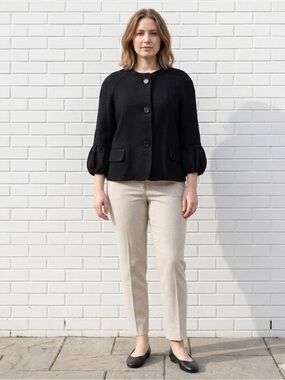 NWT Talbots Women’s 16 Black Wool Blend 3/4 Bell Sleeve Blazer Jacket